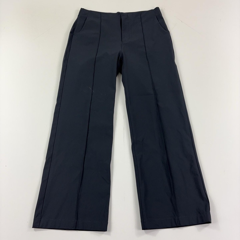 Vuori Meta Wideleg Pants Womens L Black Pintuck Stretch Trousers VW4035